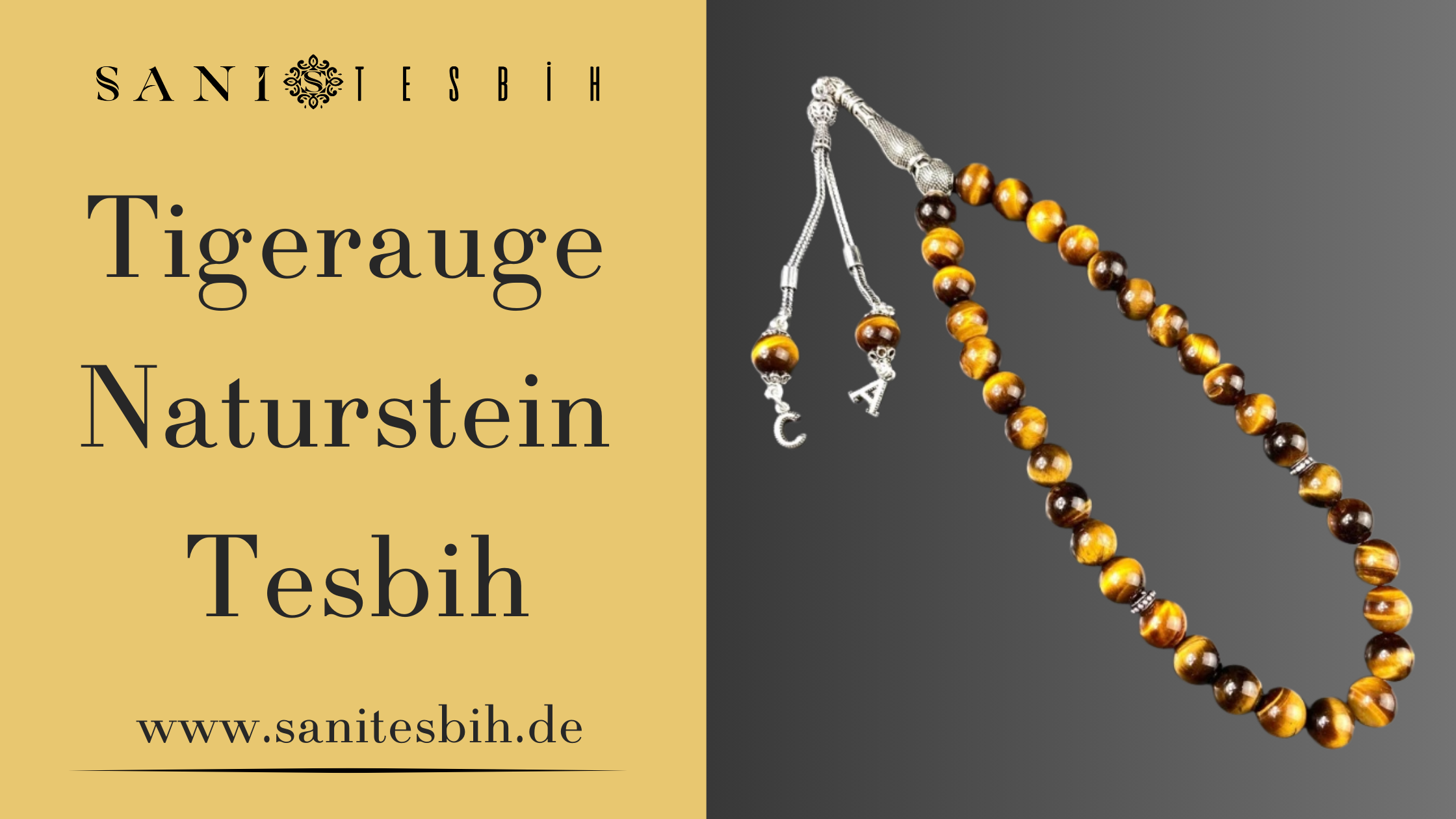 Tigerauge Gebetskette Braun Kaplangözü Tesbih Püskül anhänger silber personalisiert