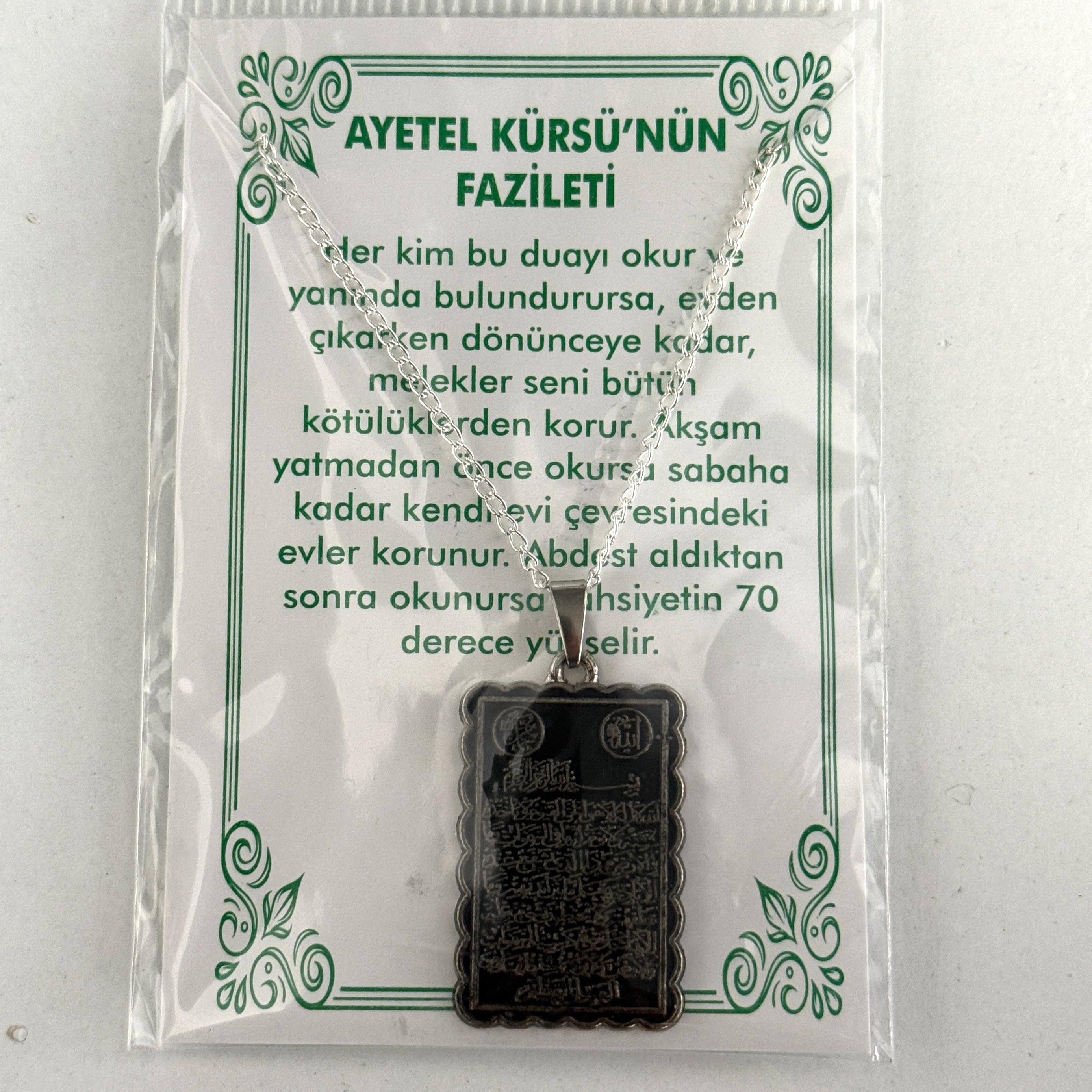 Ayetel Kürsi ve Fazileti Kolye Halskette Metall