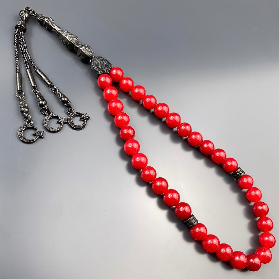 Tesbih Jade Rot Glanz Black Edition Ay Yildiz Logo