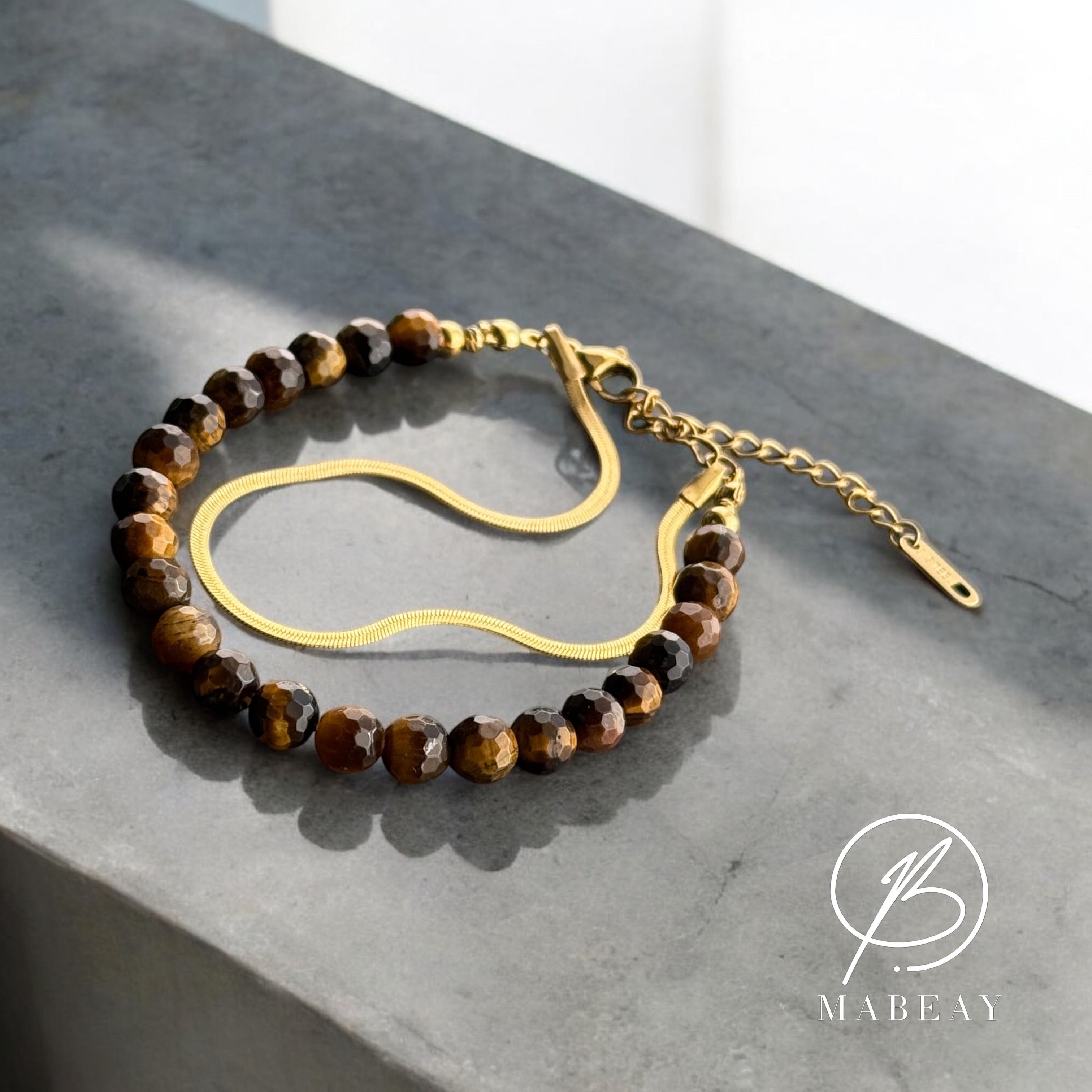 Tigerauge mit Edelstahl Kette Damenschmuck