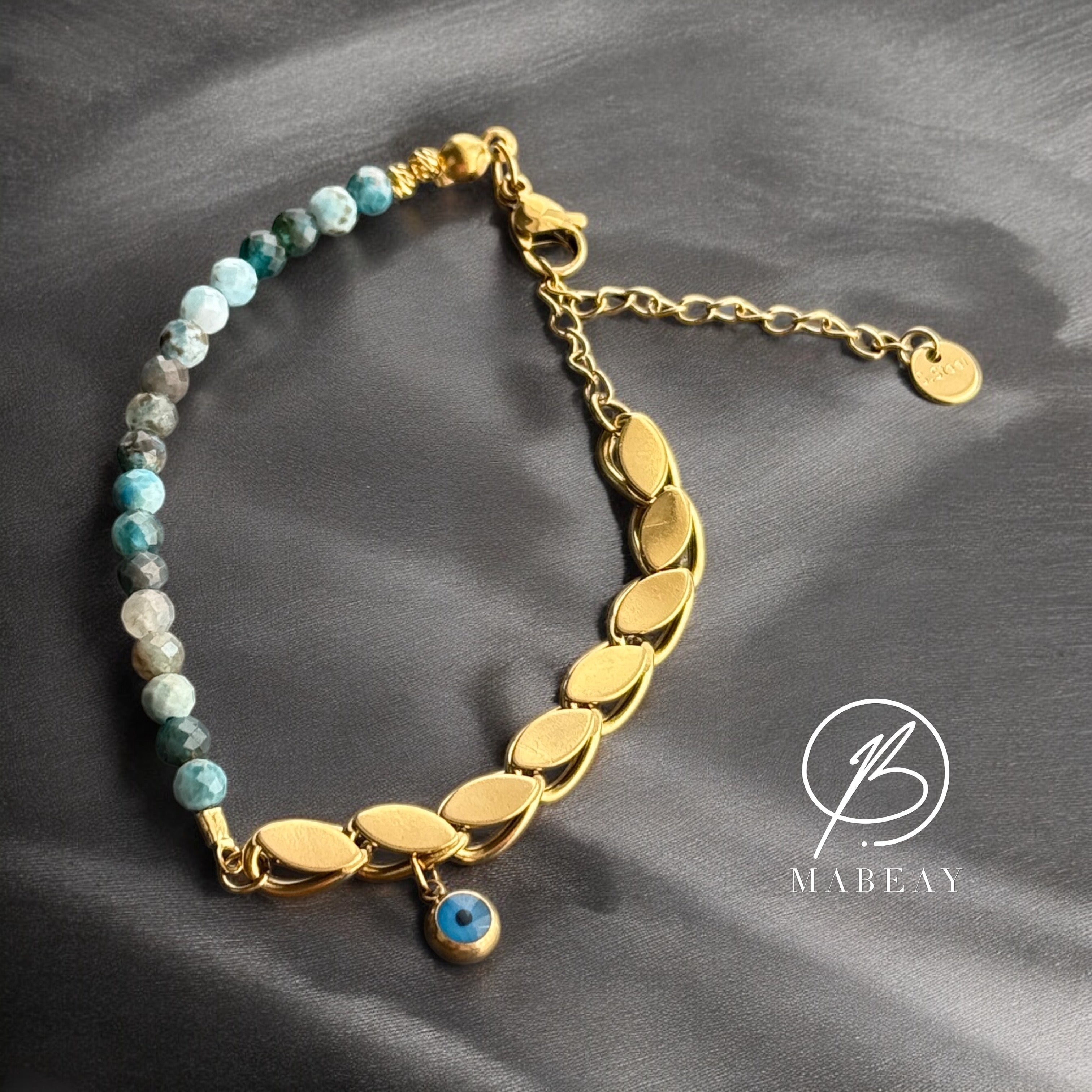 Apatit Stein mit Edelstahl Kette Damenschmuck mit Nazar Boncuk