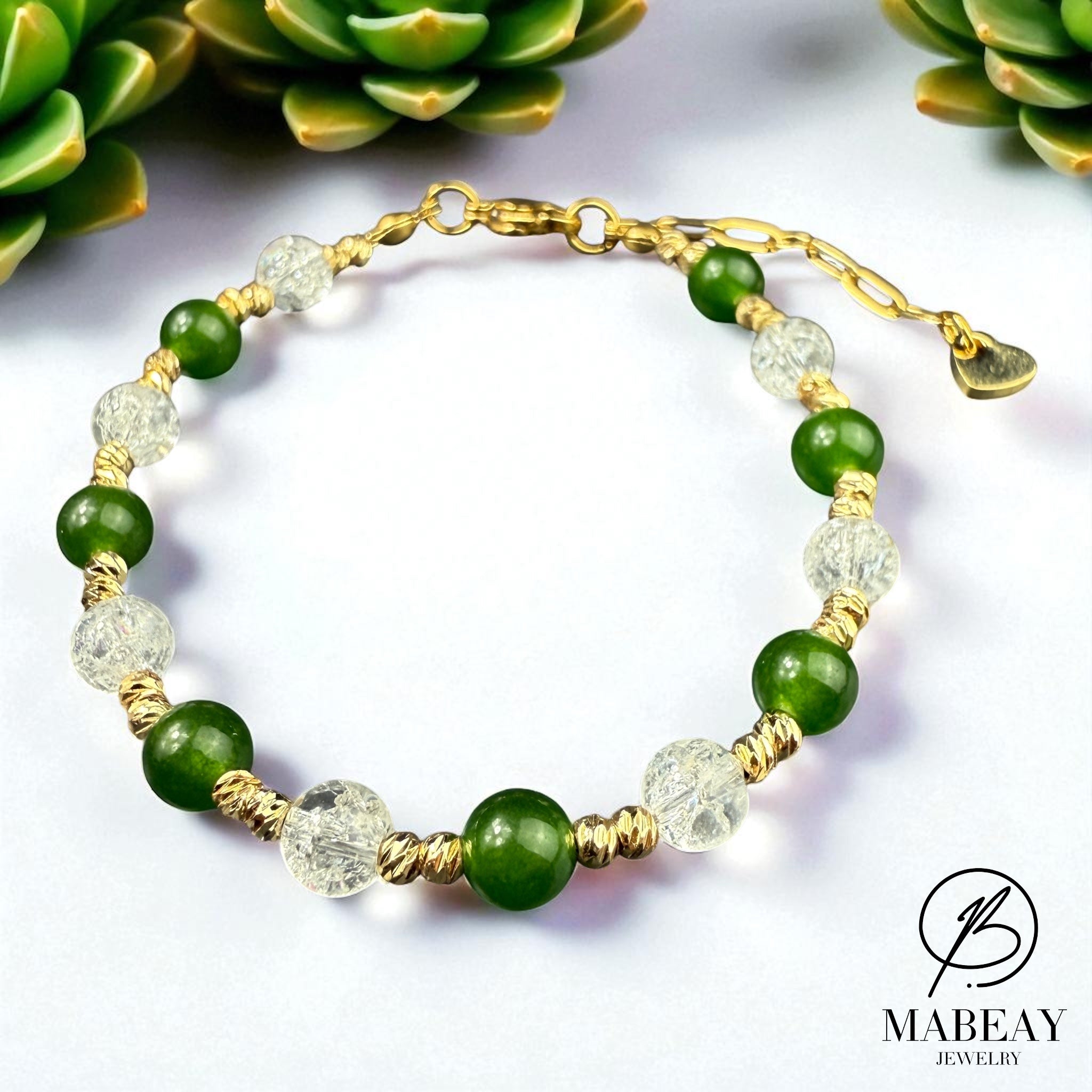 Yesim & Quarz Tasi mit Edelstahl Kette Armband Damenschmuck