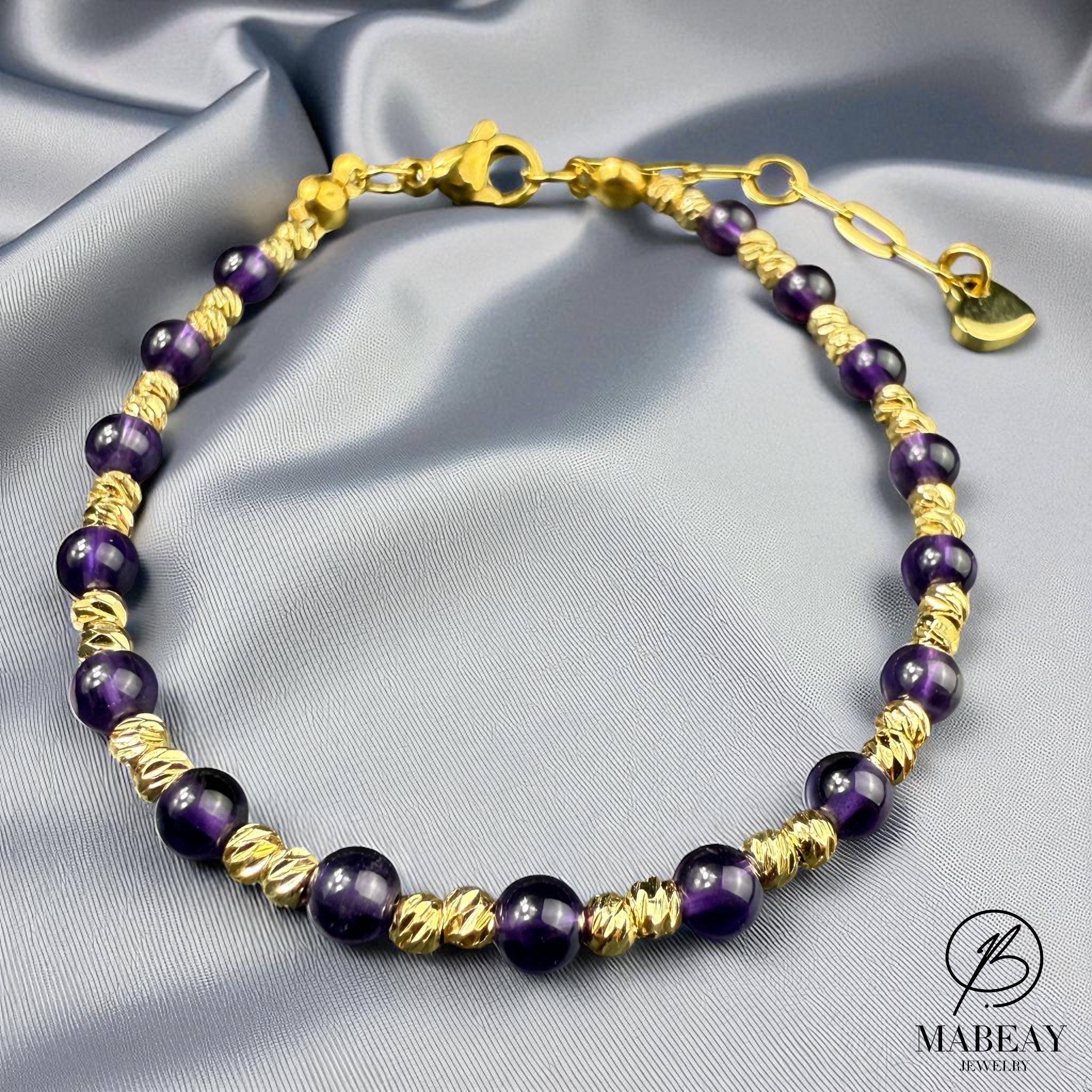 Amatist Tasi mit Edelstahl Kette Armband Damenschmuck