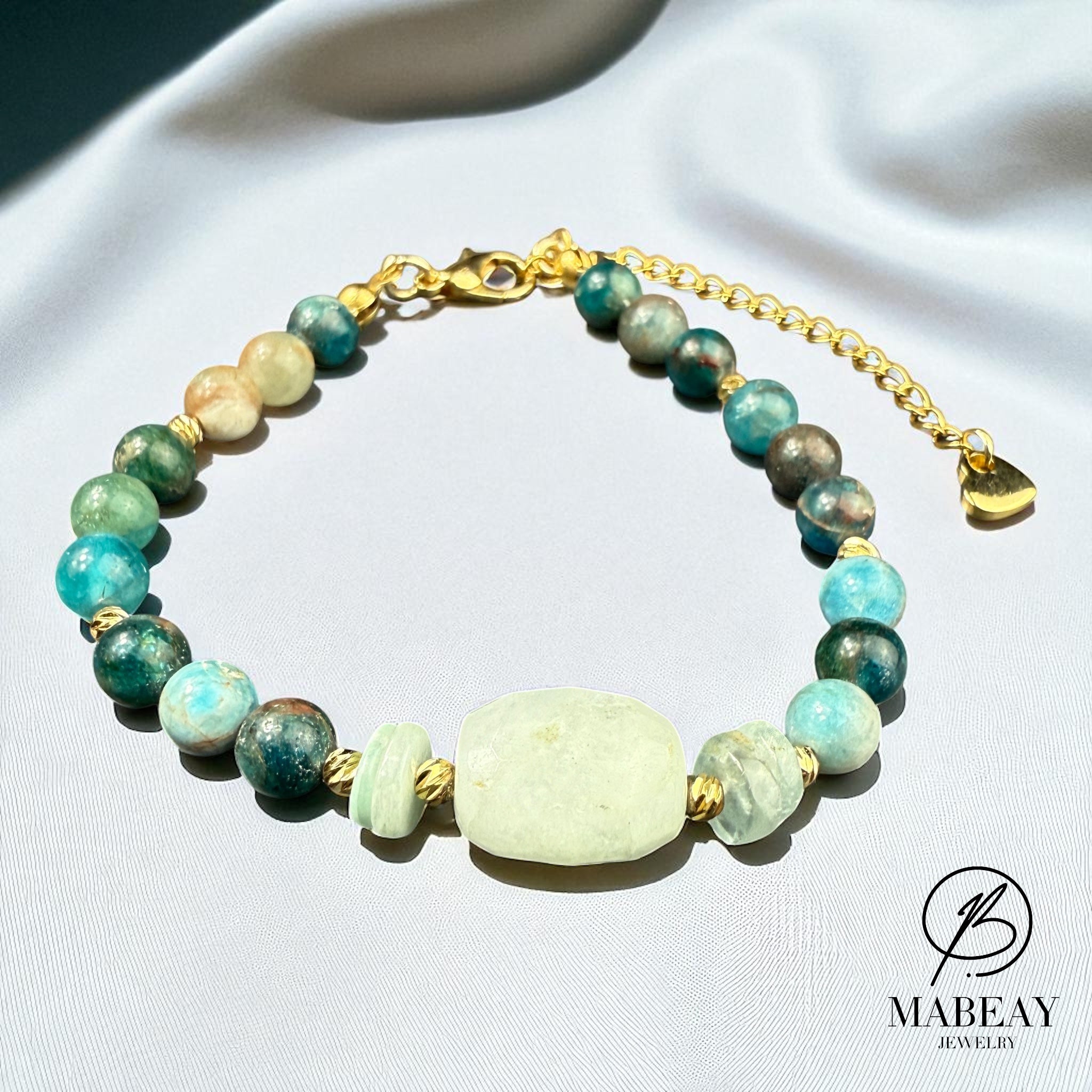 Apatit Tasi mit Edelstahl Kette Armband Damenschmuck