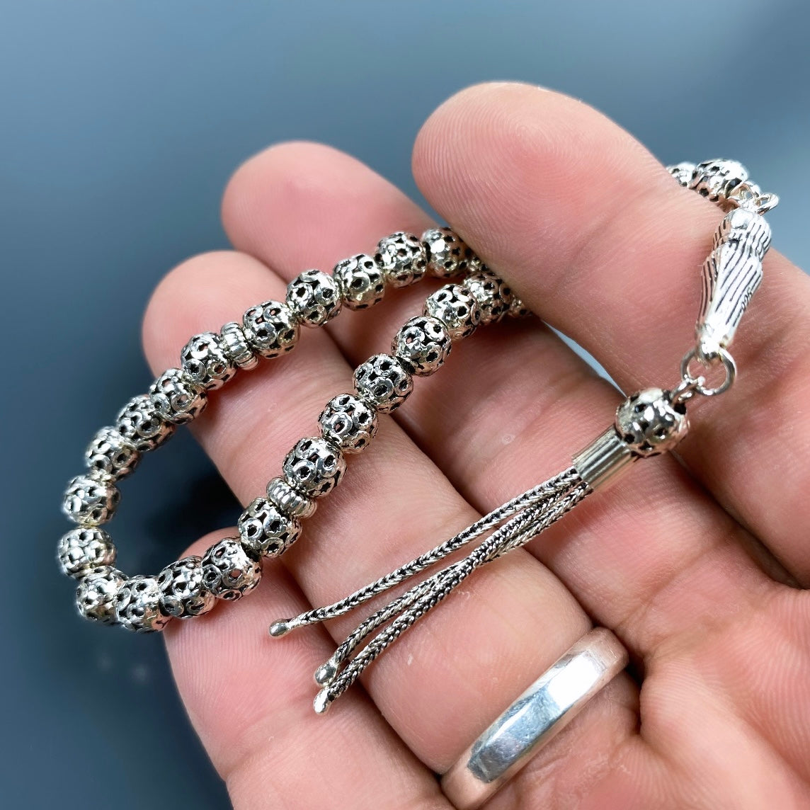 Silber Tesbih 925 Oksitli Desen