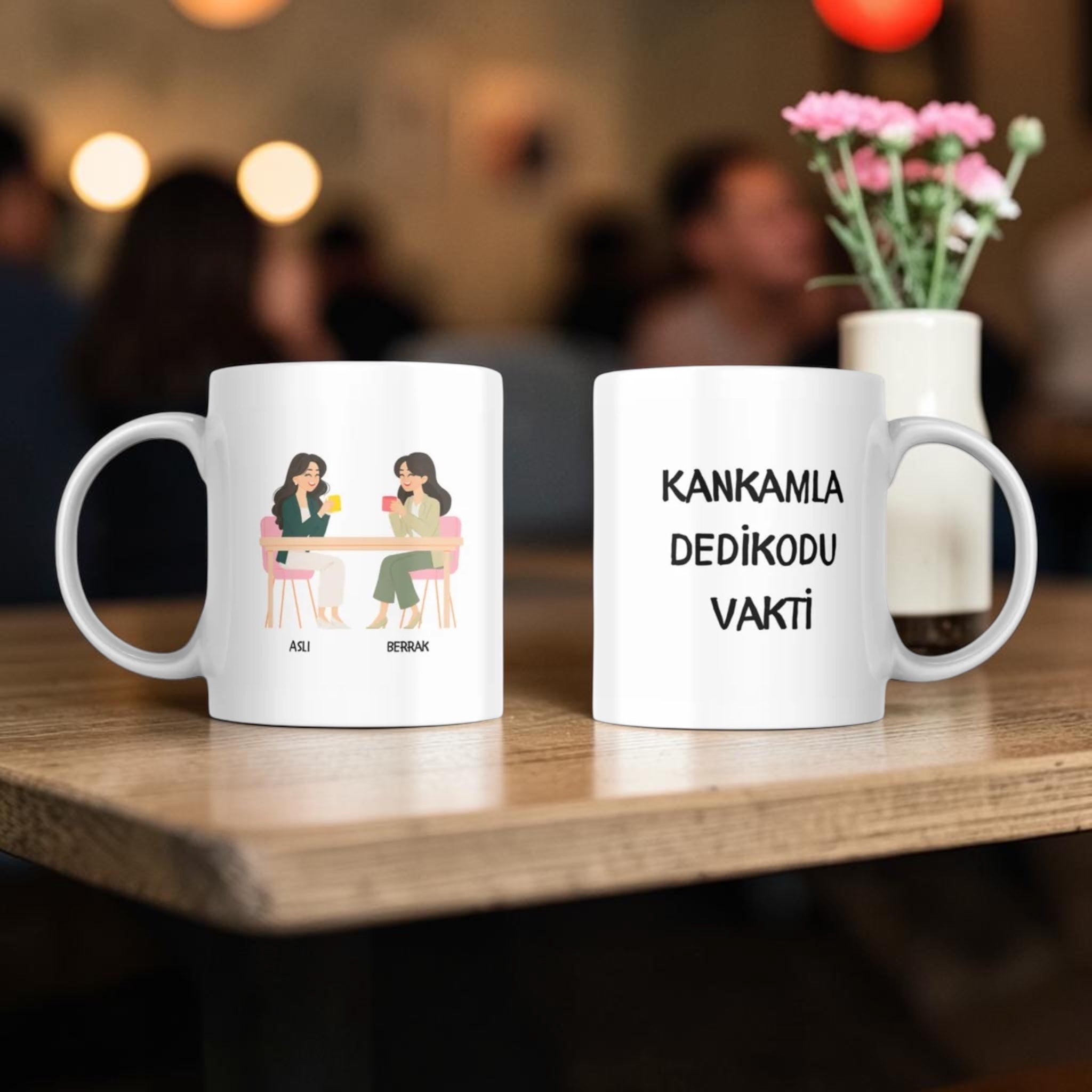 Personalisierter Kaffeebecher aus Keramik – Dedikodu Kanka Time