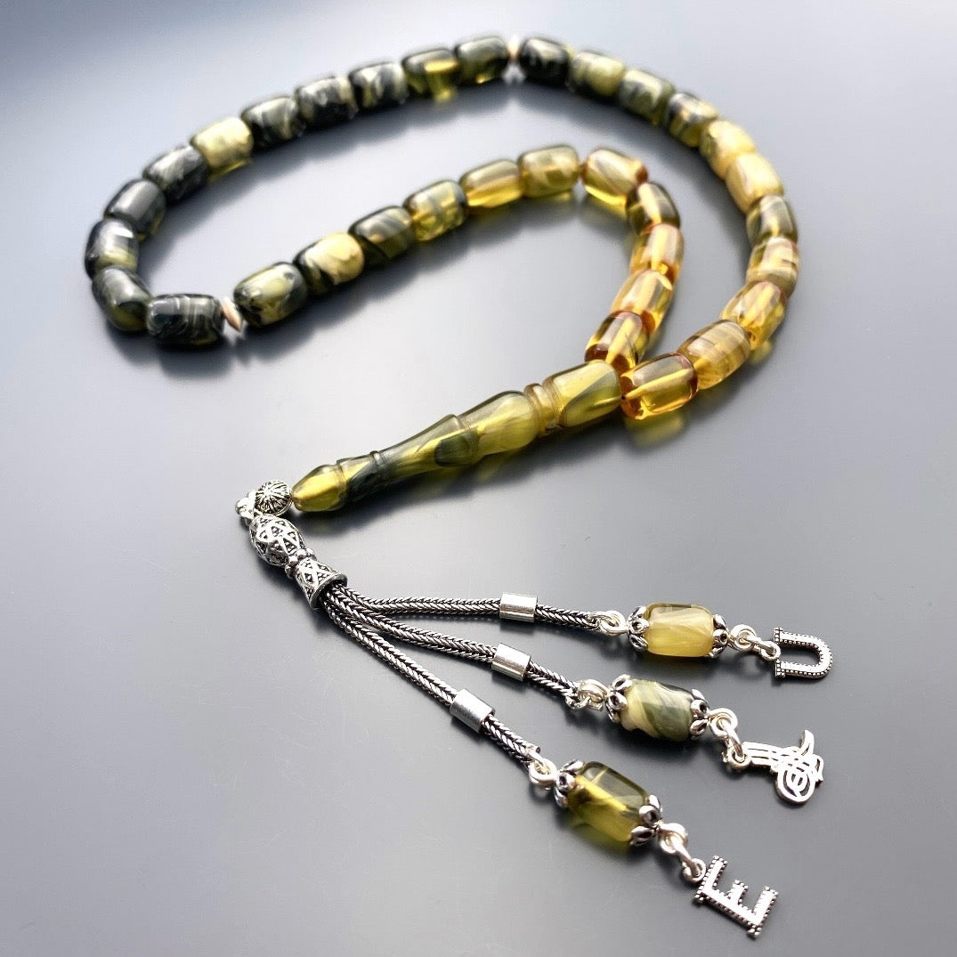 Tesbih Kehribar SIKMA Renk Süzme 2 Buchstaben & Logo 925 Silber