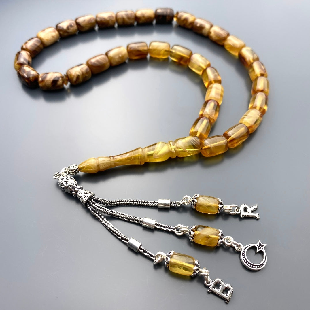 Tesbih Kehribar SIKMA Renk Süzme 2 Buchstaben & Logo 925 Silber