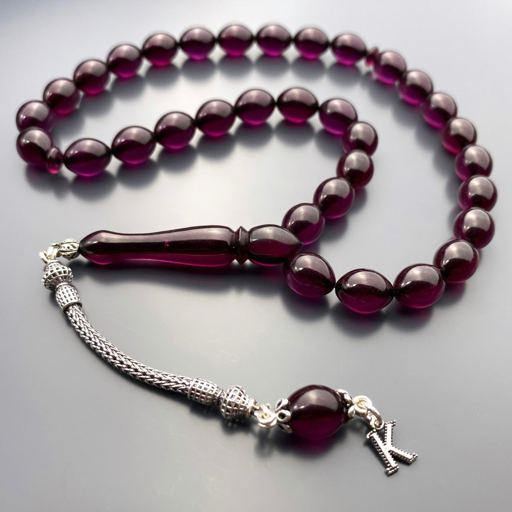 Tesbih Kehribar SIKMA Lila 1 Buchstaben 925 Silber