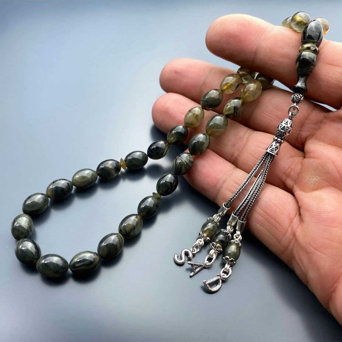 Tesbih Kehribar SIKMA Renk Süzme 3 Buchstaben 925 Silber