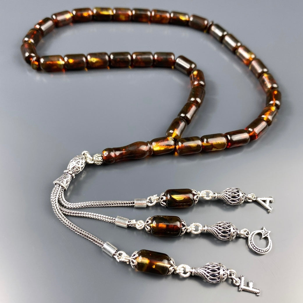 Kehribar Tesbih Kapsül 2 Buchstaben & Logo 925 Silber