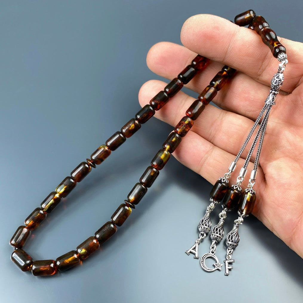 Kehribar Tesbih Kapsül 2 Buchstaben & Logo 925 Silber