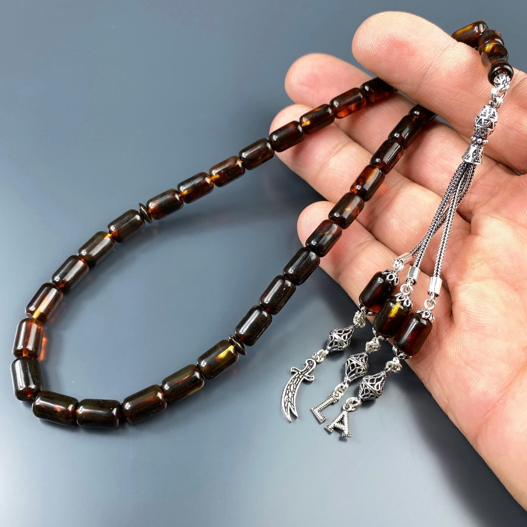 Kehribar Tesbih Kapsül 2 Buchstaben & Logo 925 Silber