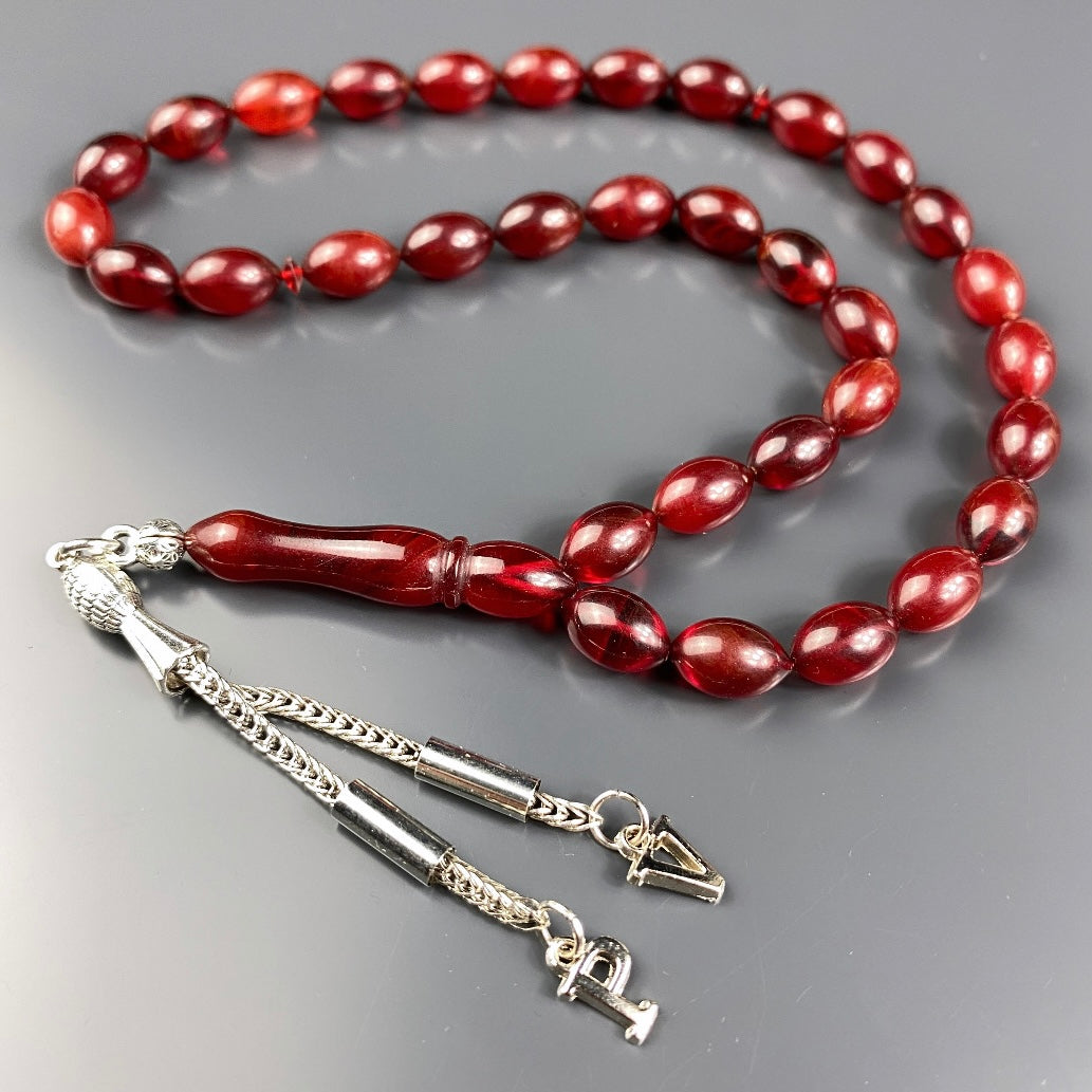 Sıkma Kehribar Tesbih 2 Buchstaben – Red Cherry