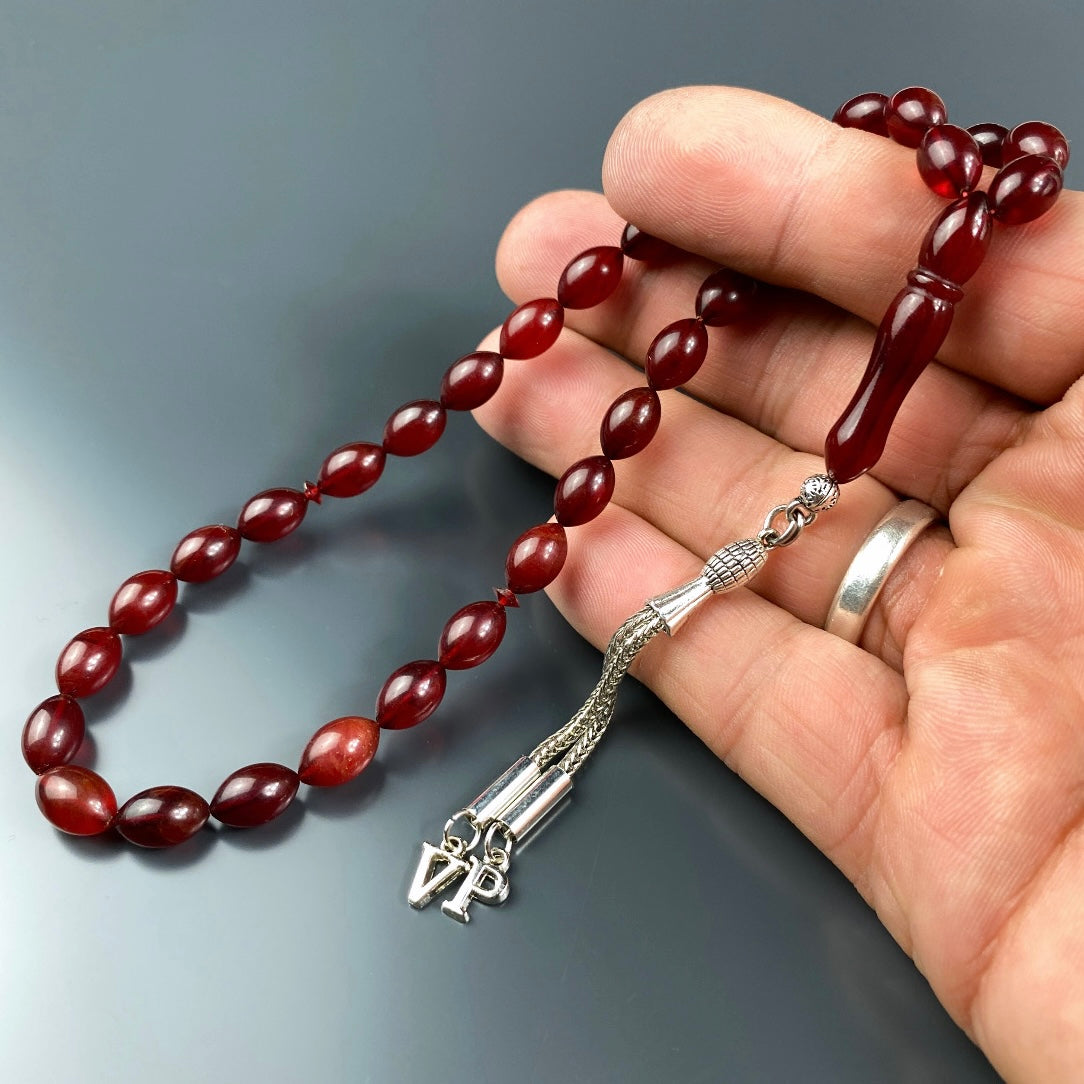 Sıkma Kehribar Tesbih 2 Buchstaben – Red Cherry