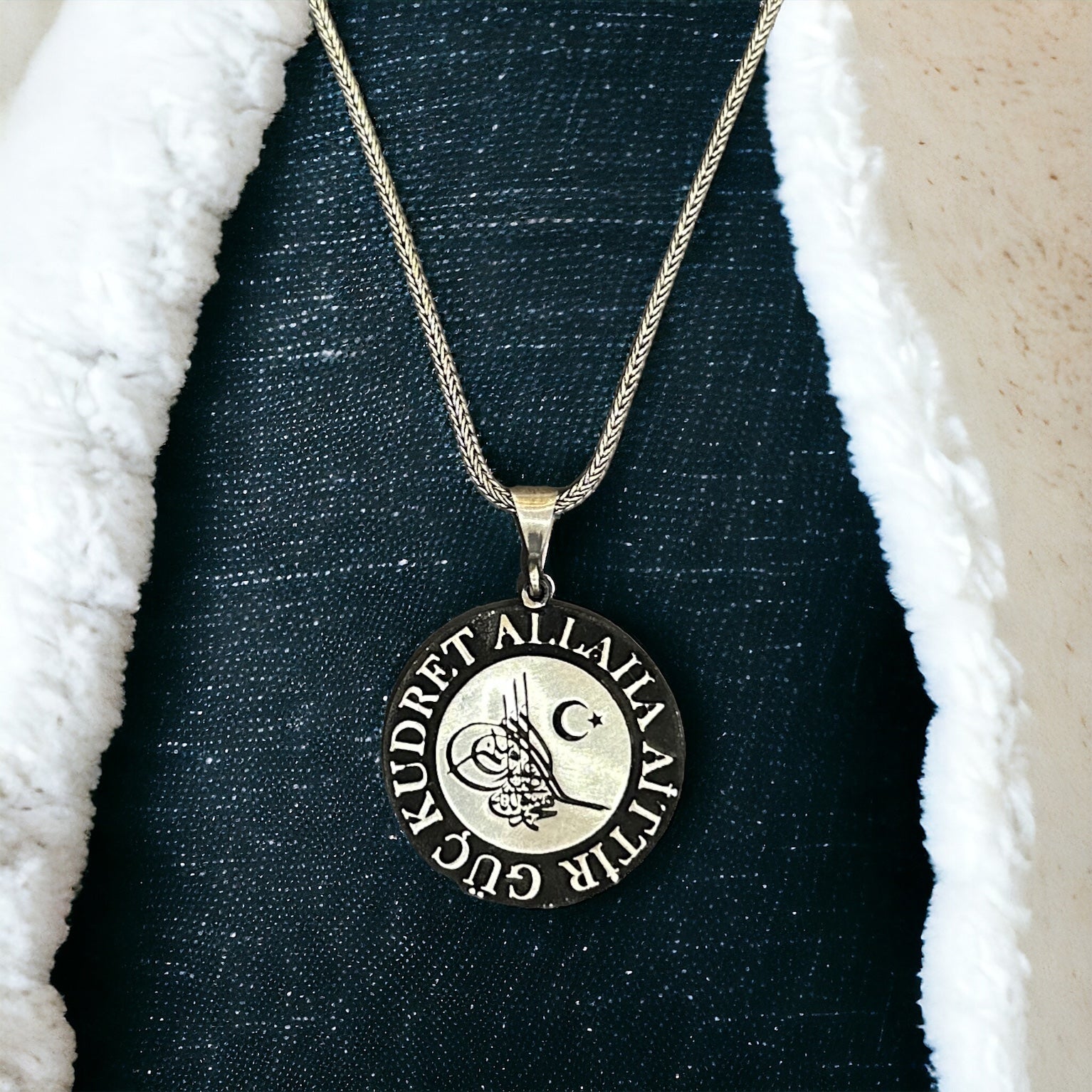 Tugra Ay Yildiz Logo Gümüş Kolye 925