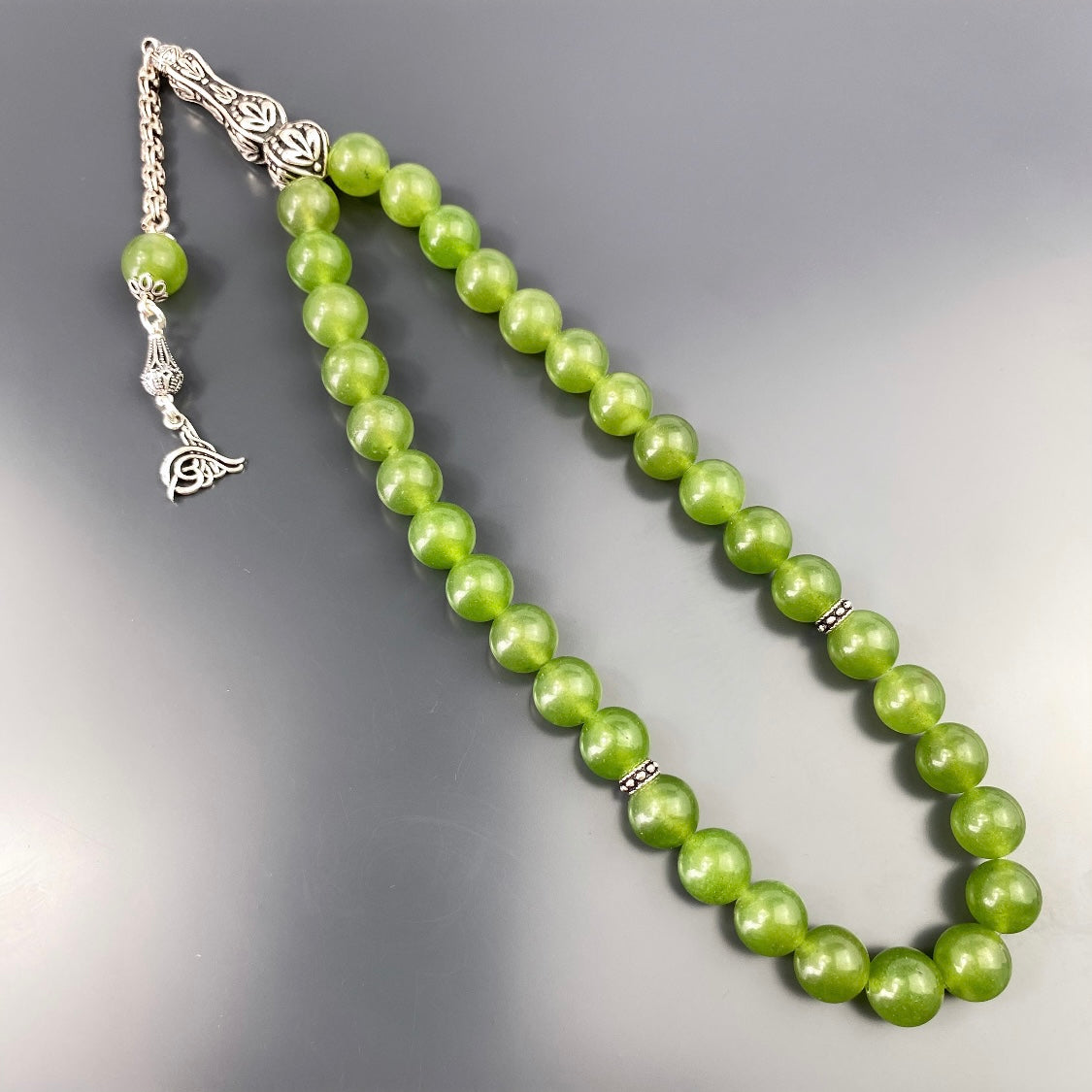 Tesbih Jade Tugra Logo Gebetskette 925 Silber