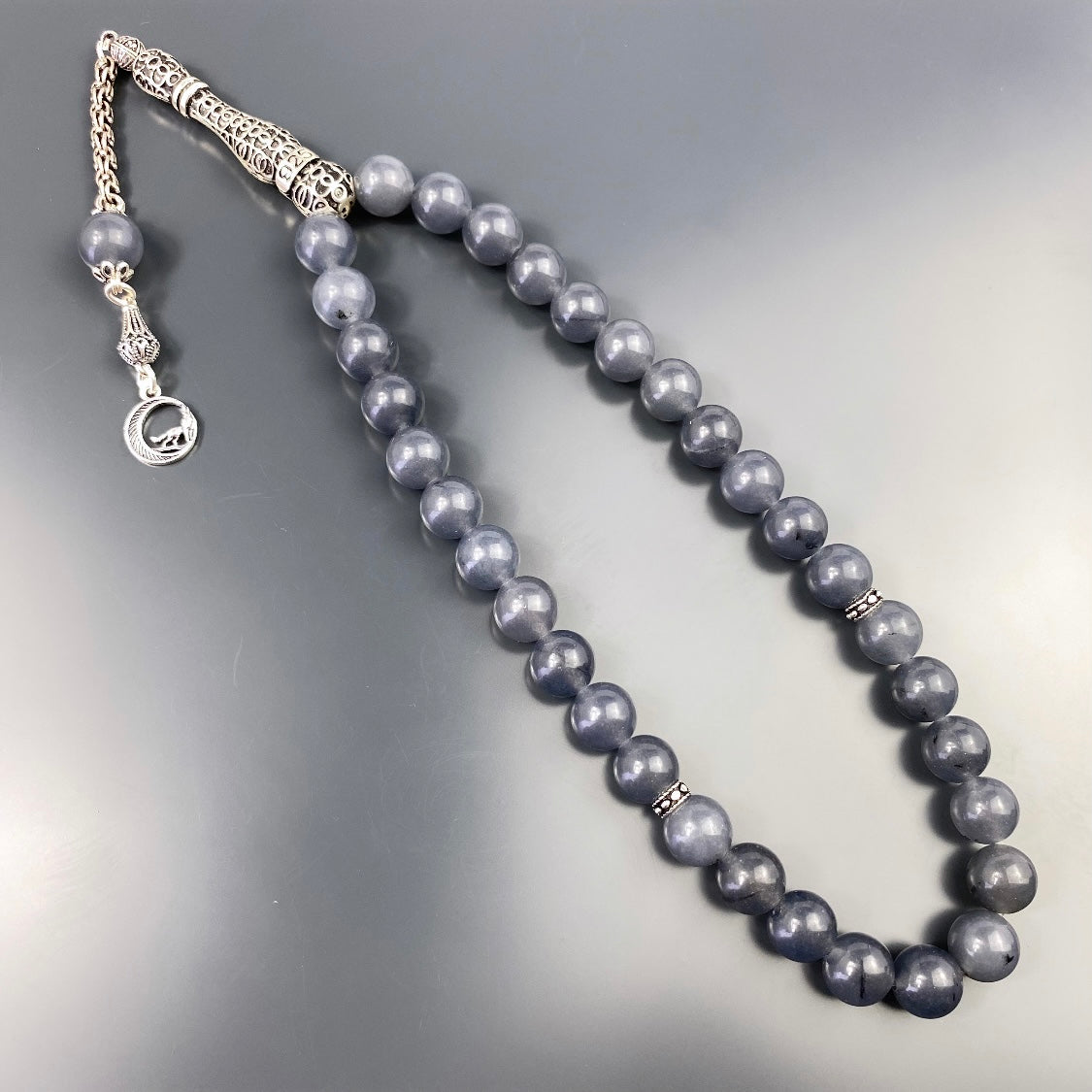 Tesbih Jade Kurt Logo Gebetskette 925 Silber