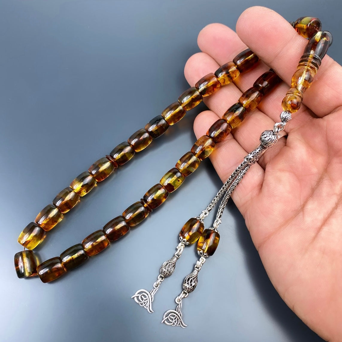 Kehribar Tesbih Gebetskette Perlenkette Männerschmuck Tesbih mit Namen personalisiert