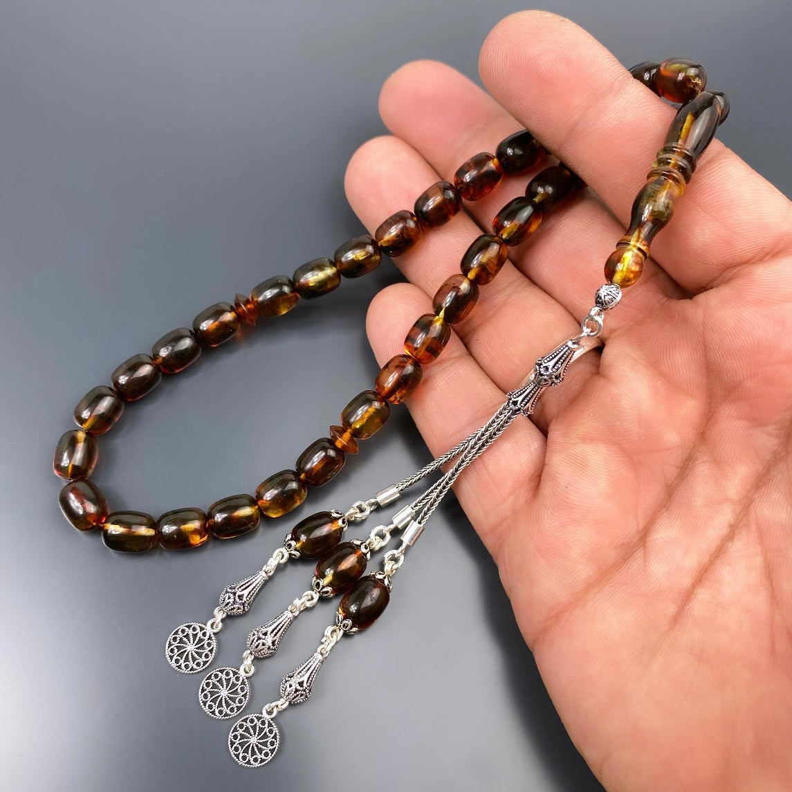 Kehribar Tesbih Gebetskette Perlenkette Männerschmuck Tesbih mit Namen personalisiert