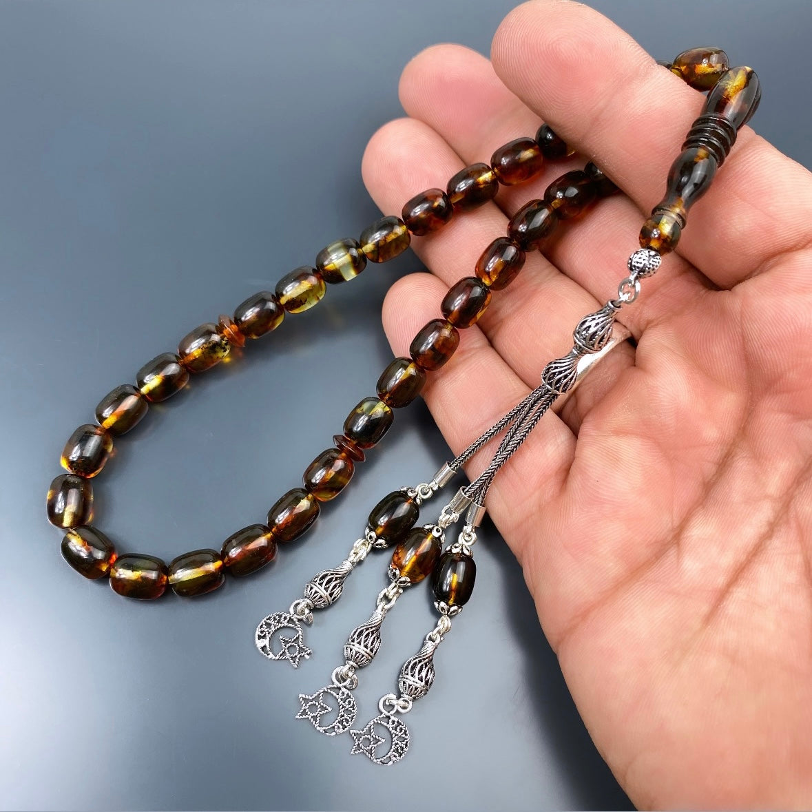 Kehribar Tesbih Gebetskette Perlenkette Männerschmuck Tesbih mit Namen personalisiert