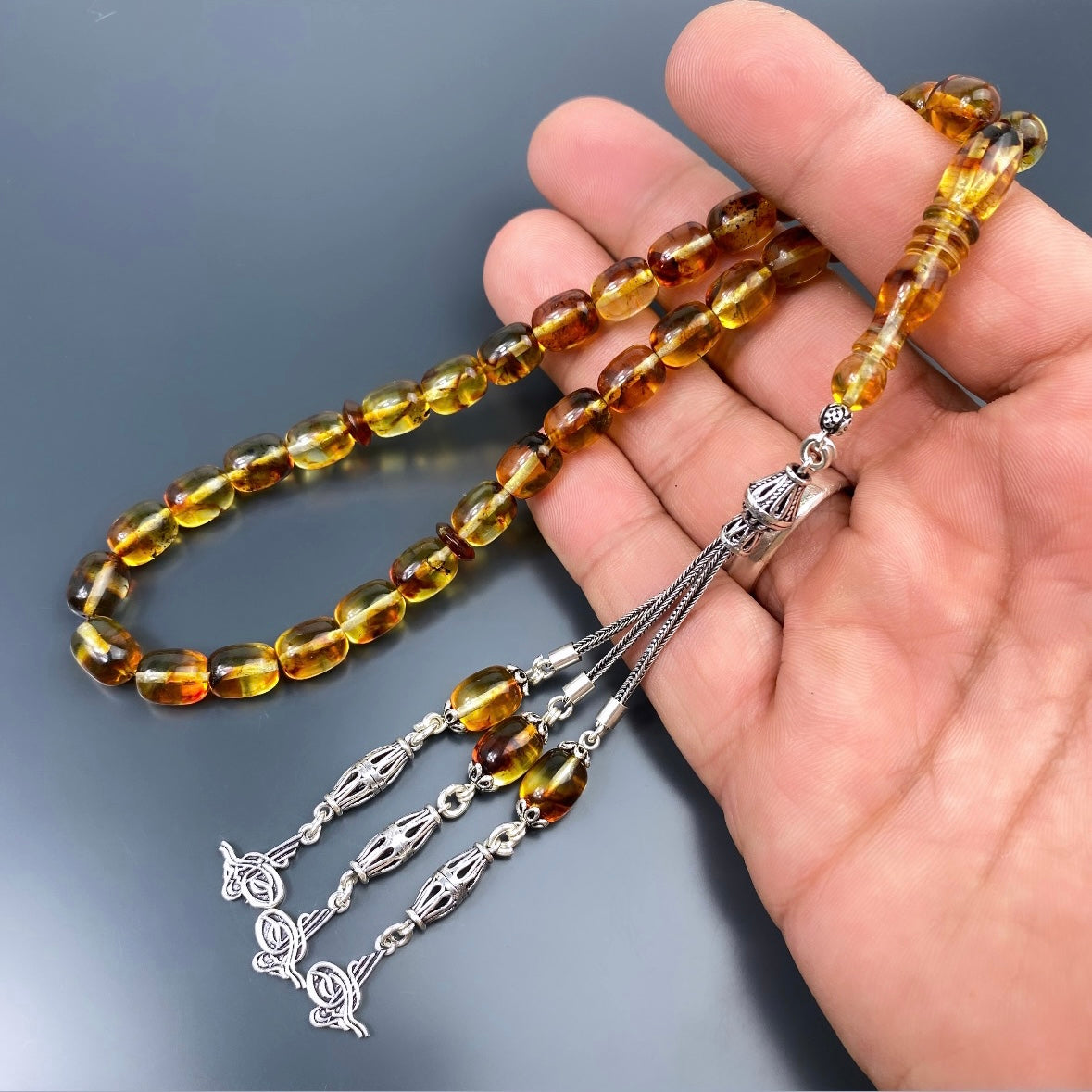 Kehribar Tesbih Gebetskette Perlenkette Männerschmuck Tesbih mit Namen personalisiert