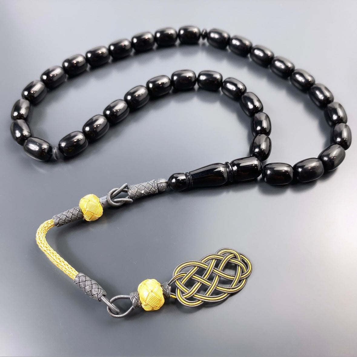 Tesbih Kazazli Siyah Renk Sikma Kehribar