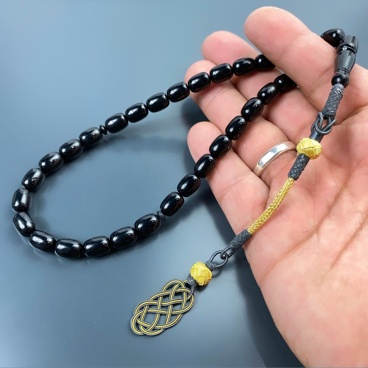 Tesbih Kazazli Siyah Renk Sikma Kehribar