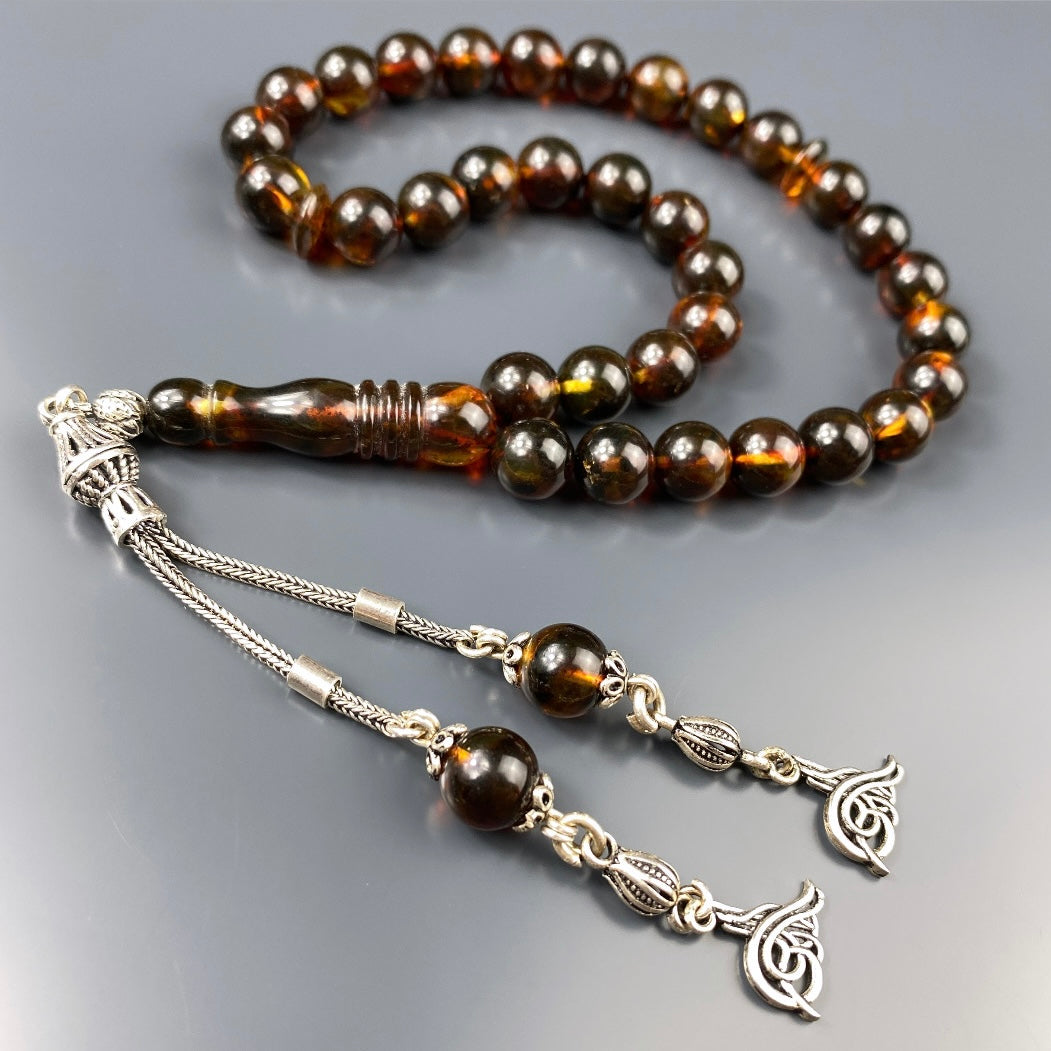 Kehribar Tesbih Tugra Logo 925 Silber