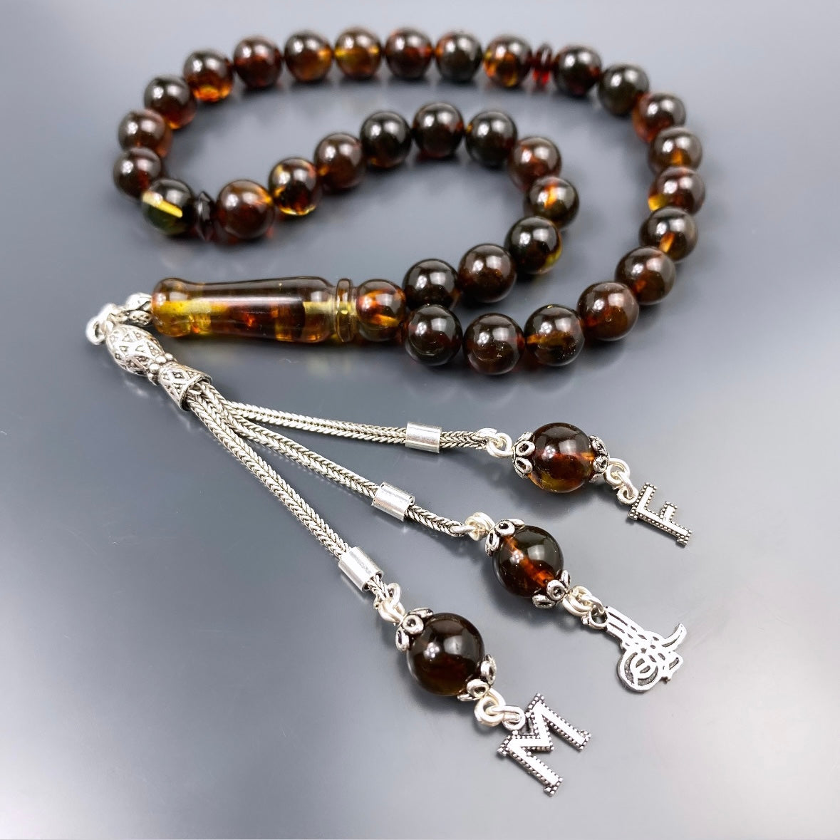 Kehribar Tesbih Gebetskette Perlenkette Männerschmuck Tesbih mit Namen personalisiert namaz tesbih