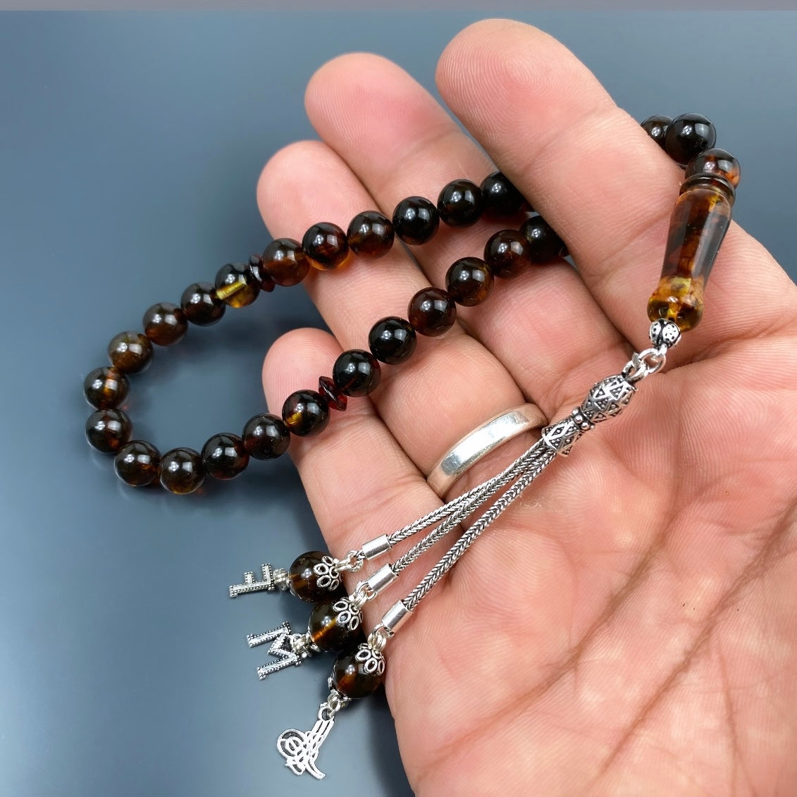 Kehribar Tesbih Gebetskette Perlenkette Männerschmuck Tesbih mit Namen personalisiert namaz tesbih