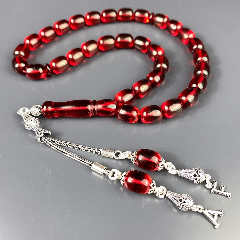 Kehribar Tesbih Rot Kapsül 2 Harf 925 Silver
