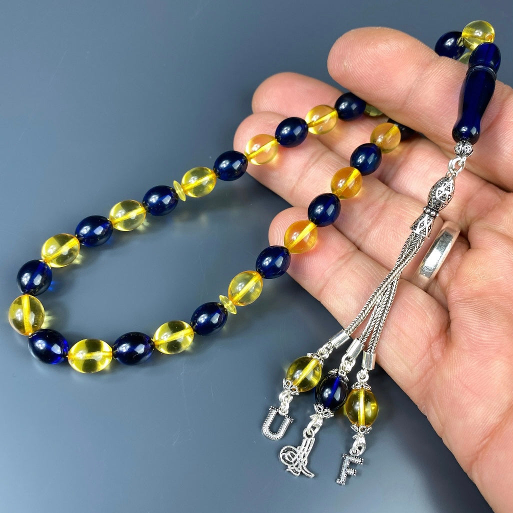Kehribar Tesbih Taraftar FB Beyzi Kesim 2 Harf & Logo 925 Silver LIMITIERT