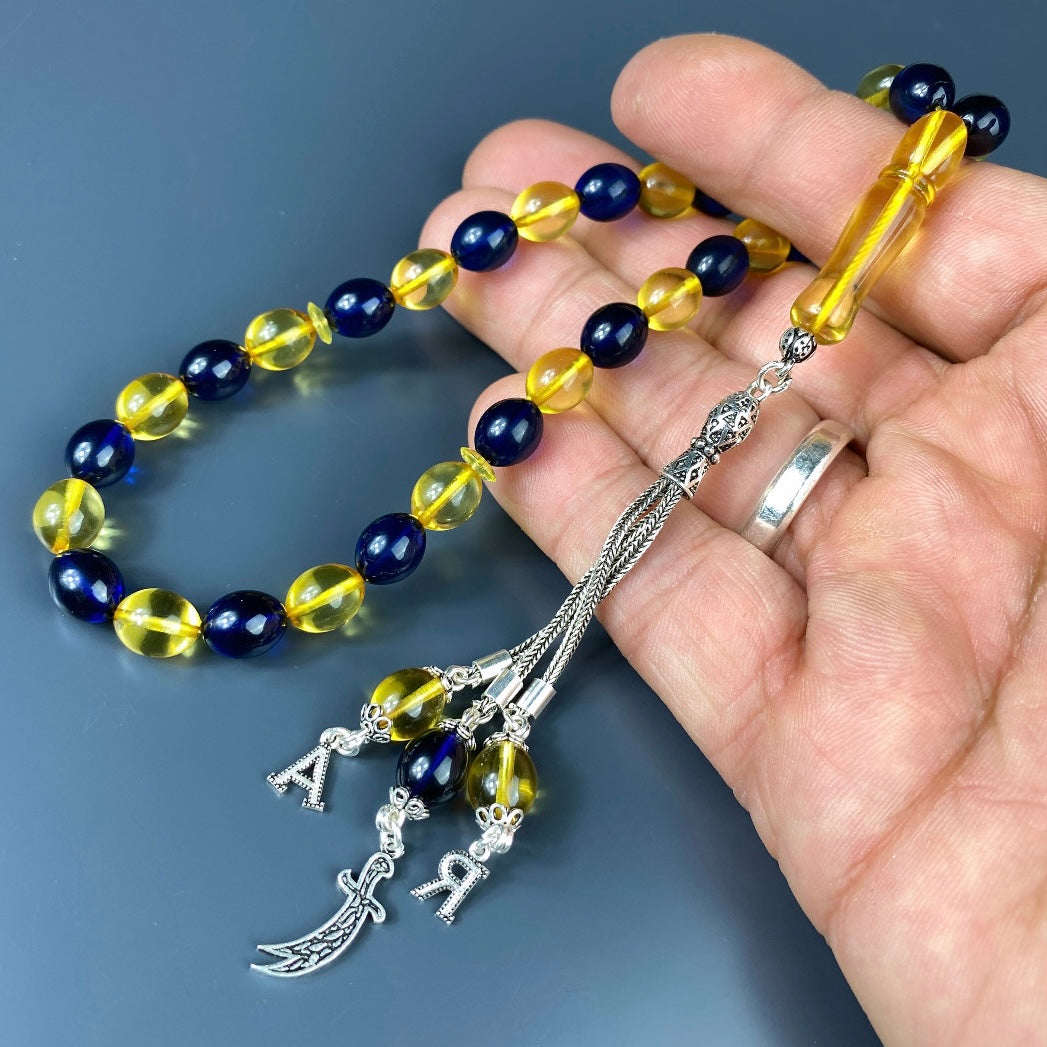 Kehribar Tesbih Taraftar FB Beyzi Kesim 2 Harf & Logo 925 Silver LIMITIERT