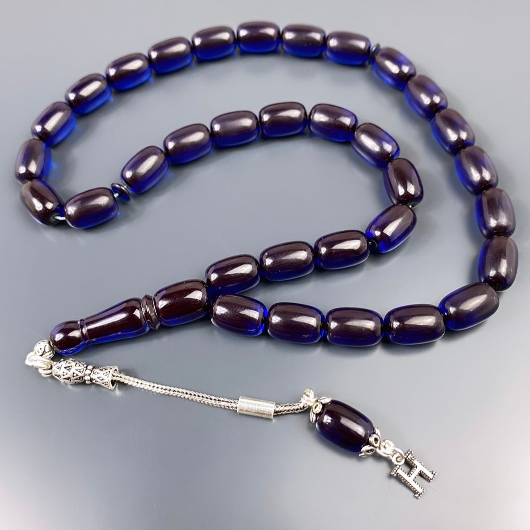 Tesbih SIKMA Kehribar Mavi / Gebetskette personalisierte Buchstabe