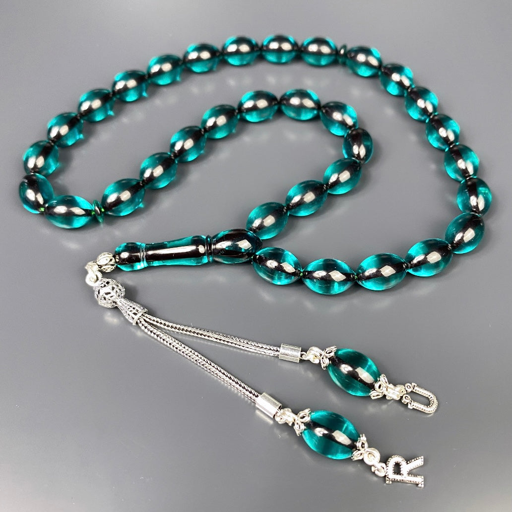 Türkis Tesbih SIKMA KEHRIBAR Beyzi mit Box - 925 Silber