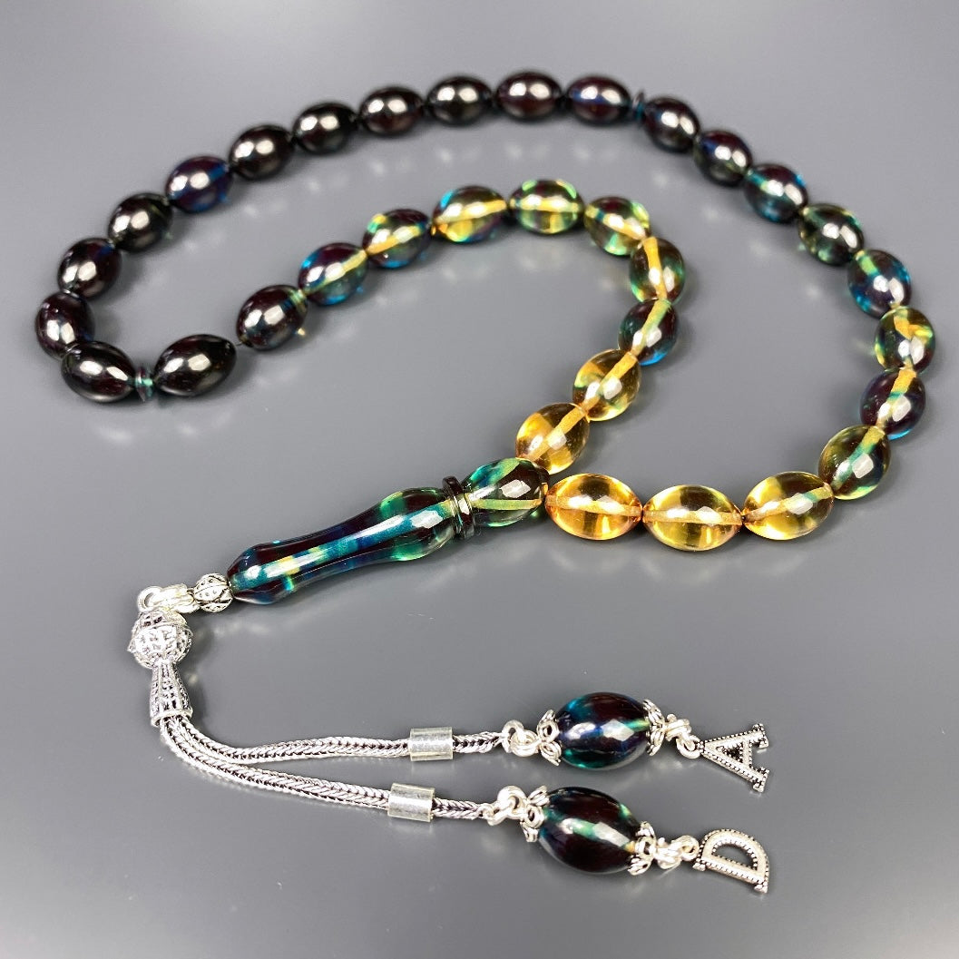 Renk Süzme Tesbih SIKMA KEHRIBAR Beyzi mit Box - 925 Silber LIMITIERT