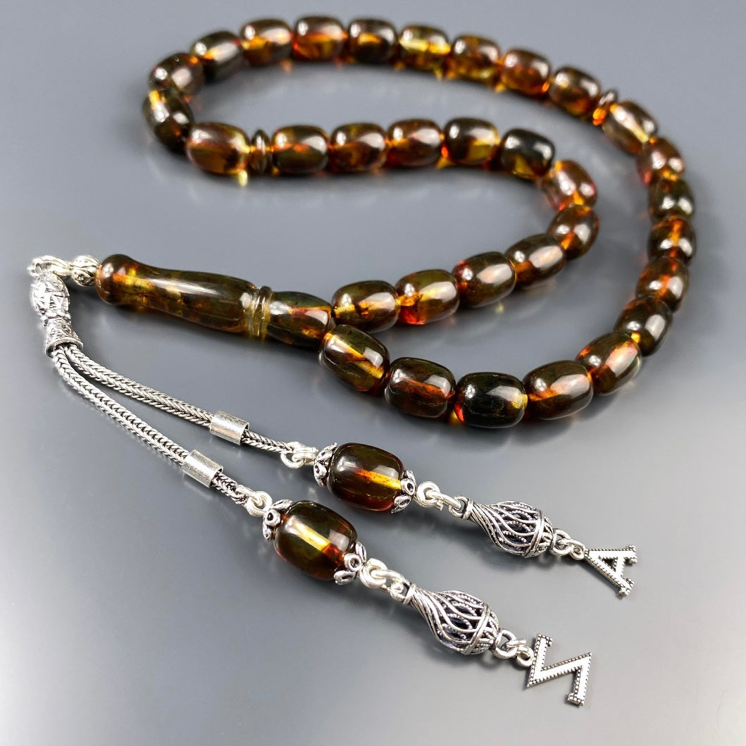 Kehribar Tesbih Kapsül 2 Buchstaben 925 Silber