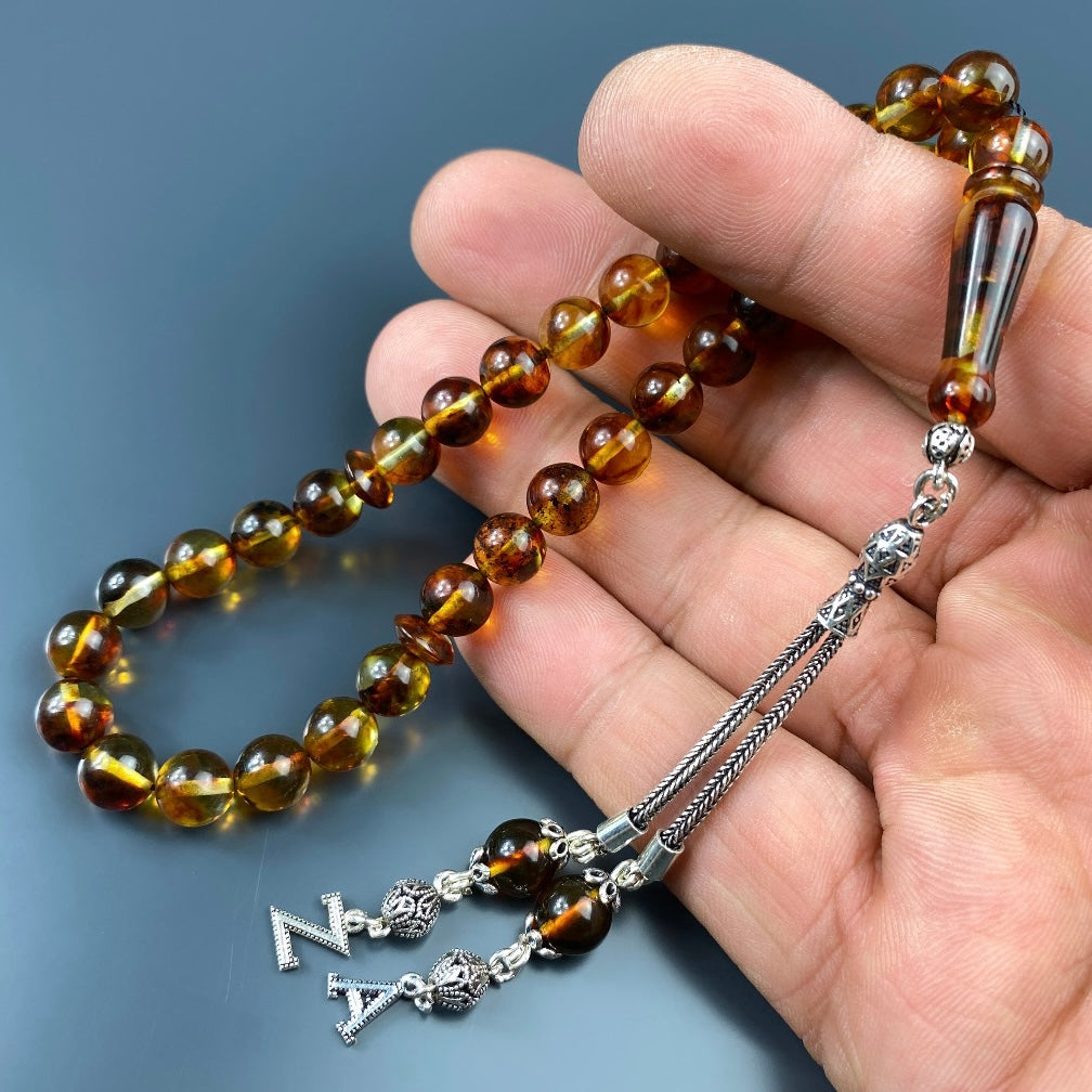 Kehribar Tesbih Bilek Boy 2 Buchstaben 925 Silber