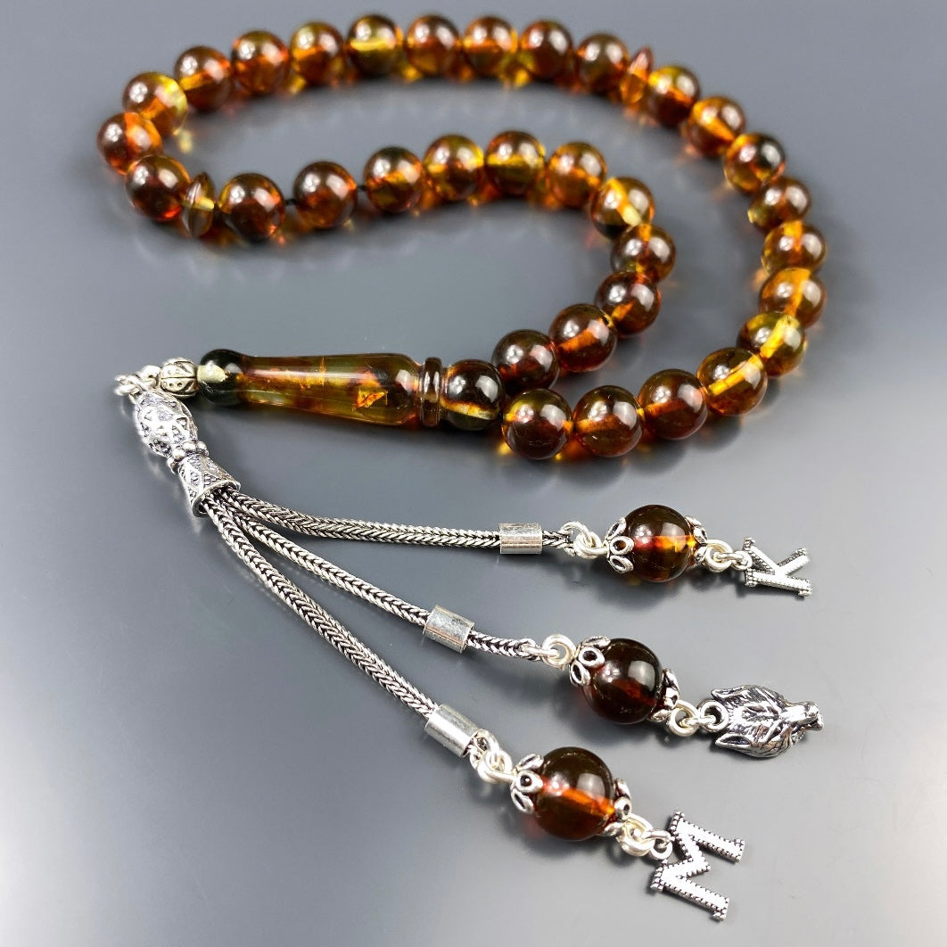 Kehribar Tesbih 2 Buchstaben Kurt Logo 925 Silber