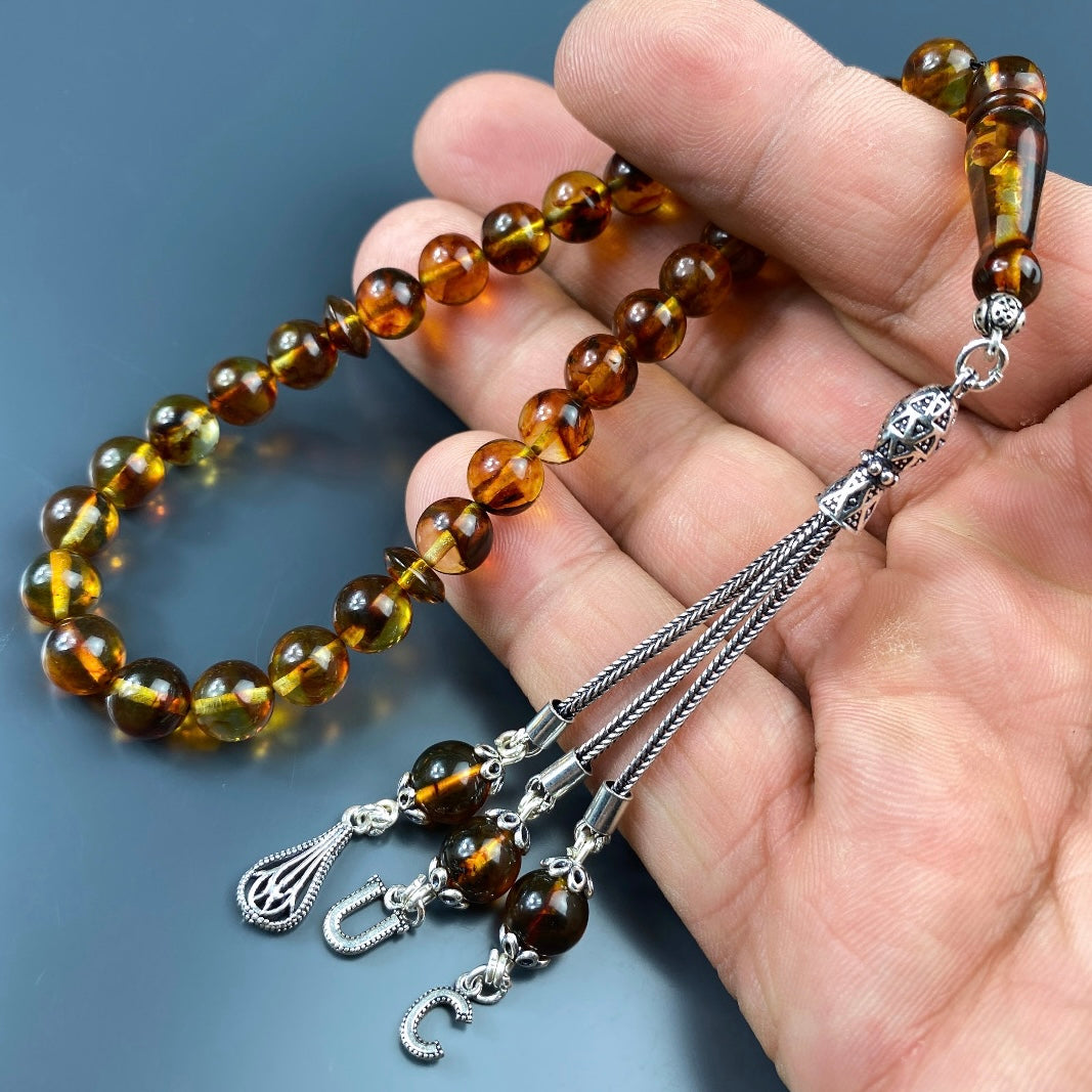 Kehribar Tesbih 2 Buchstaben Basic Logo 925 Silber