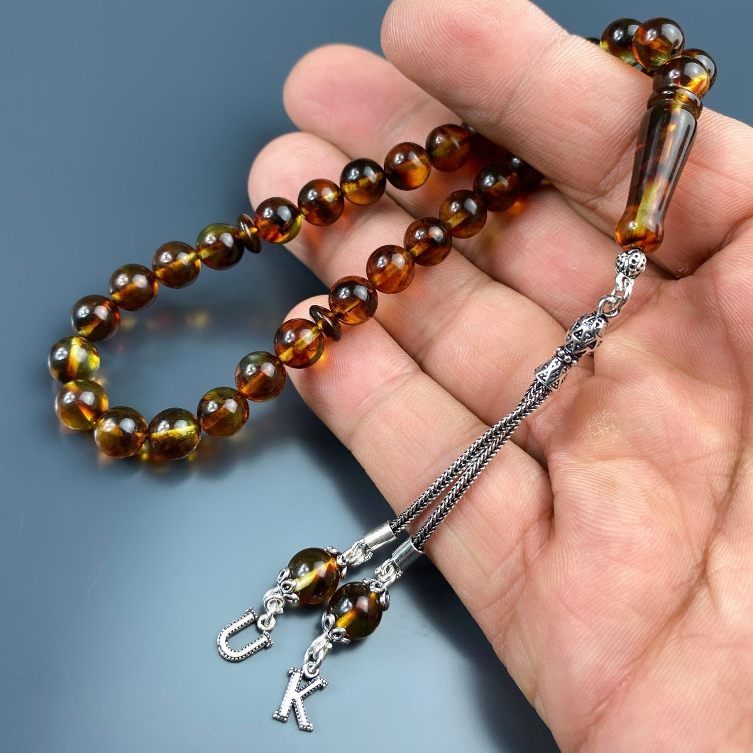 Kehribar Tesbih 2 Buchstaben 925 Silber