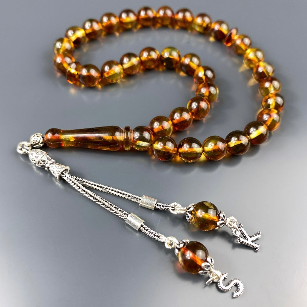 Kehribar Tesbih 2 Buchstaben 925 Silber