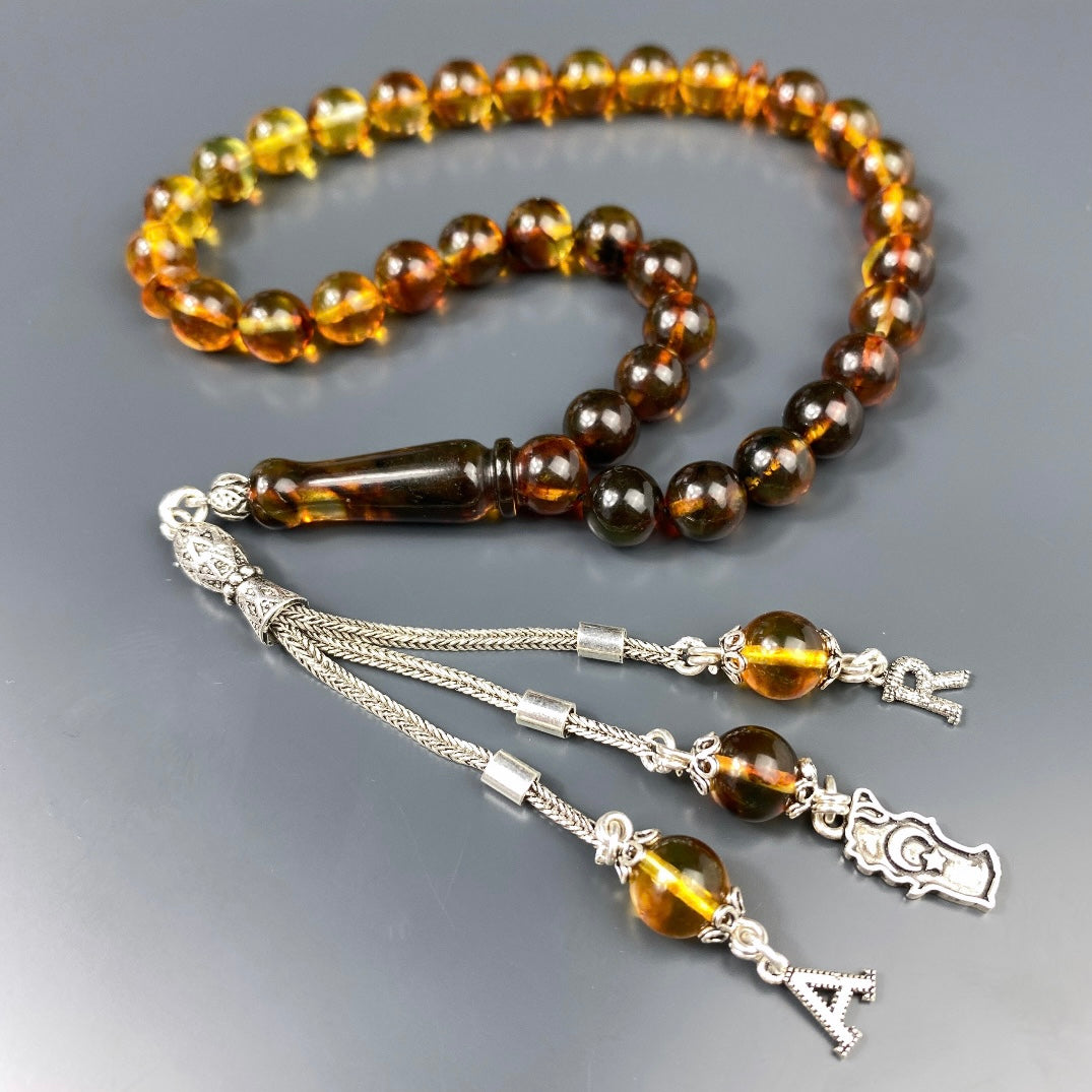Kehribar Tesbih 925 Silber - 2 Harf Türkei Logo