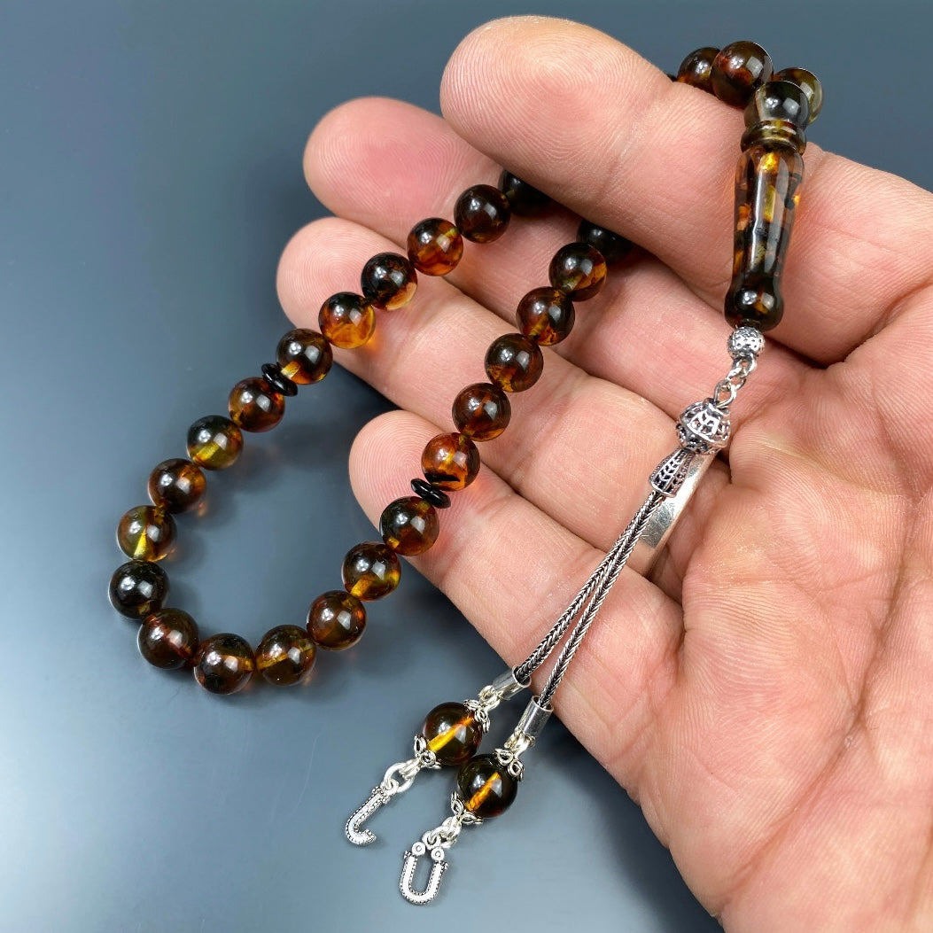 Kehribar Tesbih 925 Silber - 2 Harf Püskül