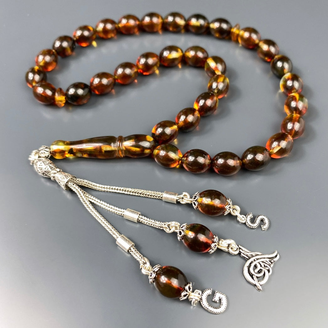 Kehribar Tesbih 925 Silber - 2 Harf Tugra Logo