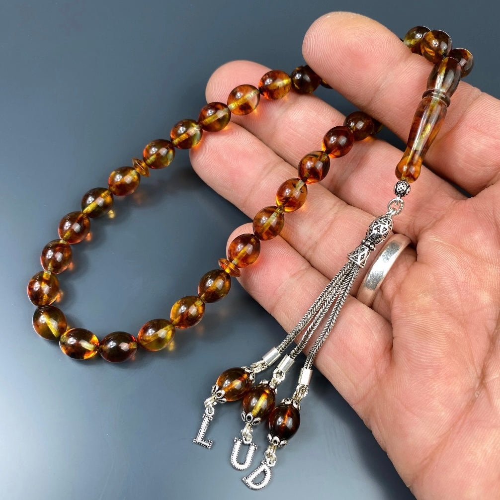 Kehribar Tesbih 925 Silber - 3 Harf Püskül