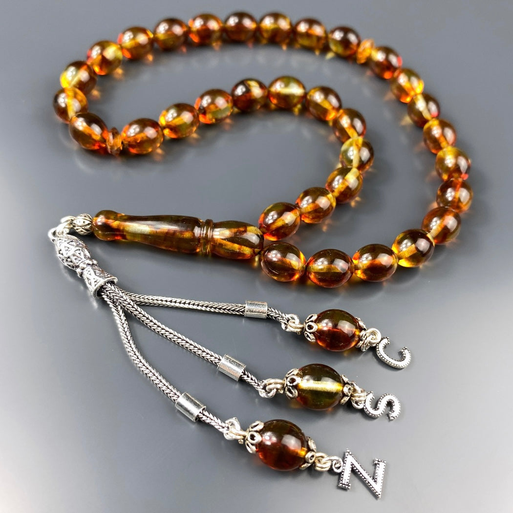 Kehribar Tesbih Beyzi 3 Buchstaben 925 Silber