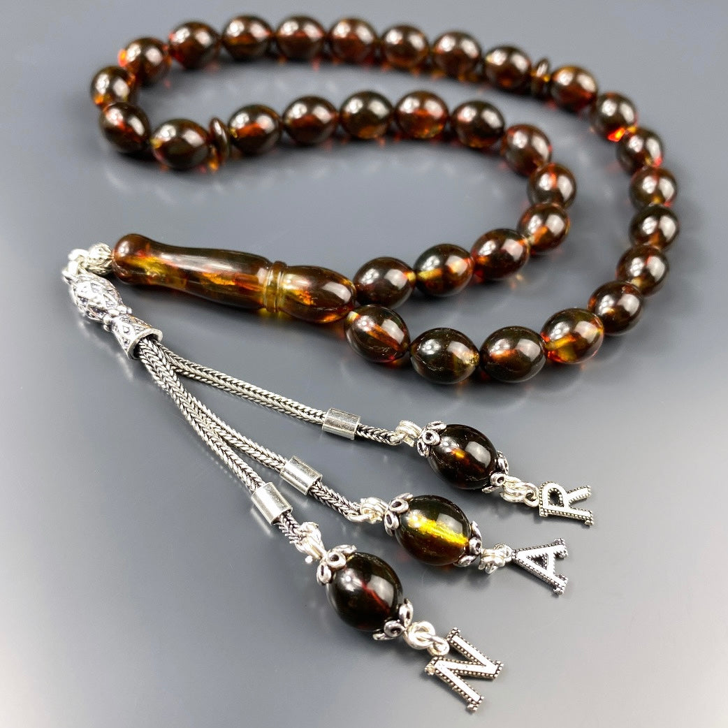 Kehribar Tesbih Beyzi 3 Buchstaben 925 Silber