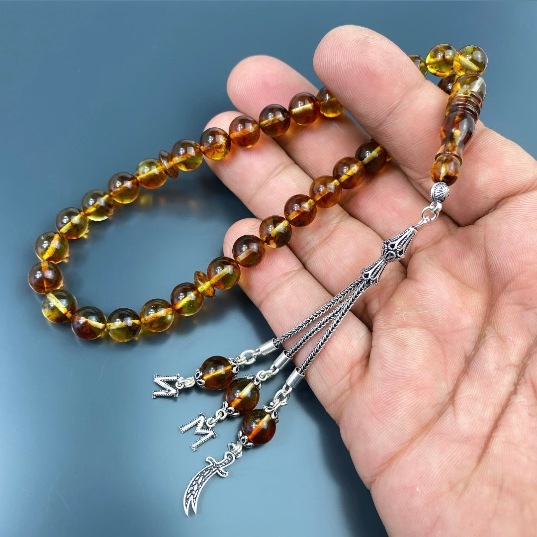 Kehribar Tesbih Gebetskette Perlenkette Männerschmuck Tesbih mit Namen personalisiert namaz tesbih